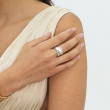 Load image into Gallery viewer, Sculptural Crumpled Foil Ring - Eye-Catching Accessory: Silver
