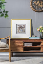 Load image into Gallery viewer, Remi Agate Shadow Box with champagne frame and light gray velvet backing adds a pop of color to any wall, perfect for transitional decor.
