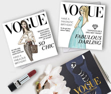 Load image into Gallery viewer, Fashion lovers rejoice! Vogue-inspired designs that are hand-finished with a touch of glitter. Strike a pose and indulge in style.
