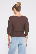 Load image into Gallery viewer, Brown 3/4 sleeve chic and elevated blouse.
