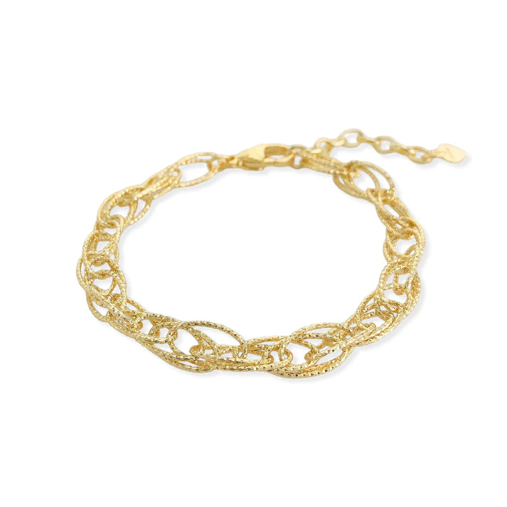 Gold Textured Oval Bracelet