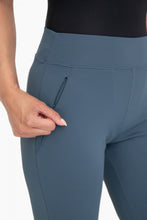 Load image into Gallery viewer, Slate Blue Active Pants with a zipable pocket
