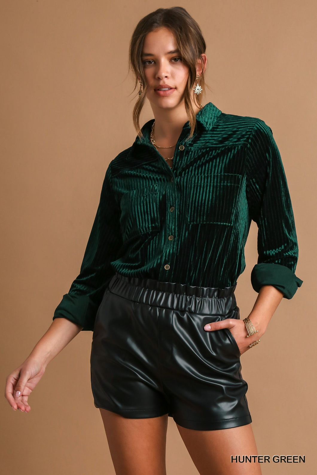 Velvet Button Down Shirt