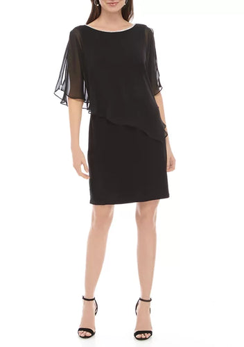 Black Chiffon Cape Dress