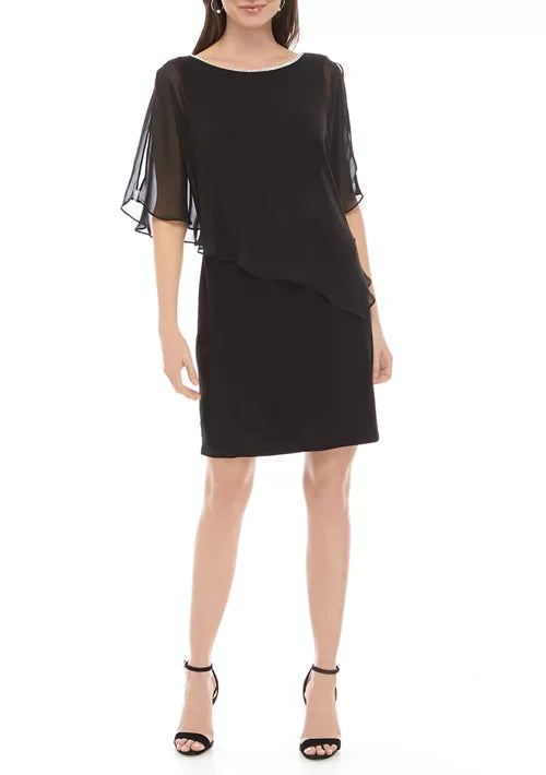 Black Chiffon Cape Dress