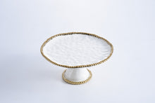 Load image into Gallery viewer, Pampa Bay White &amp; Gold Round Cake Stand
