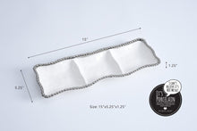 Load image into Gallery viewer, White &amp; Silver 3 Section Serving Piece- Pampa Bay
