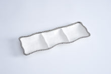 Load image into Gallery viewer, White &amp; Silver 3 Section Serving Piece- Pampa Bay
