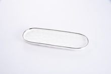 Load image into Gallery viewer, White &amp; Silver Medium Oval Tray - Pampa Bay
