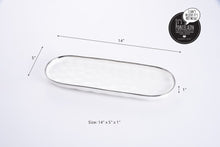 Load image into Gallery viewer, White &amp; Silver Medium Oval Tray - Pampa Bay
