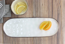 Load image into Gallery viewer, White &amp; Silver Medium Oval Tray - Pampa Bay

