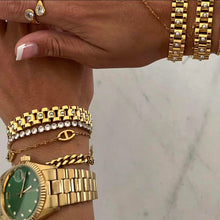 Load image into Gallery viewer, Gold with mini pearl accents band bracelet.
