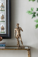 Load image into Gallery viewer, A chic gold statue named ‘David’ with intricate detailing, blending traditional artistry and modern style. Made of durable polyresin for tabletop or shelf display.
