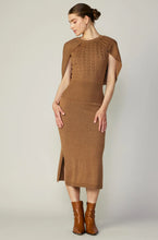 Load image into Gallery viewer, Embrace the autumn vibes with this brown midi sweater dress. A versatile and cozy addition to your wardrobe.
