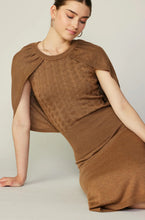 Load image into Gallery viewer, Stay chic and comfy in this brown midi sweater dress. The perfect choice for a casual yet trendy look.
