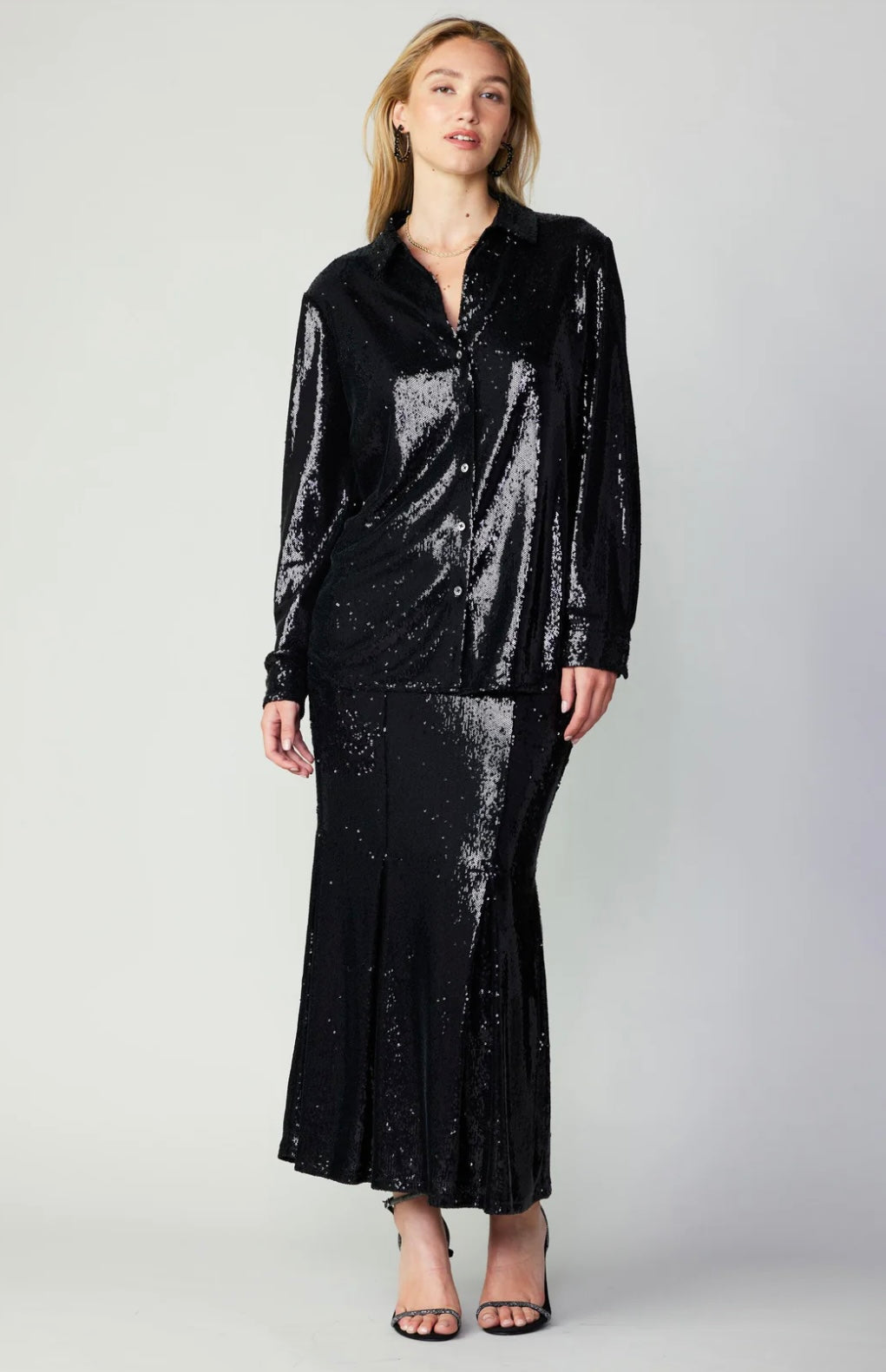 green emerald velvet dress Stacey Sequin Blouse