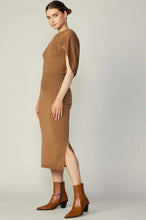 Load image into Gallery viewer, Brown midi sweater dress with cape - perfect for fall weather!
