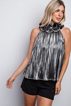 Load image into Gallery viewer, Prue Silver Ruffle Neck Top
