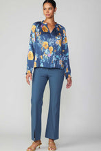Load image into Gallery viewer, Blue and gold floral top, perfect for a sunny day!
