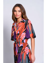Load image into Gallery viewer, Model in vibrant floral print dress, a Hutch Layton Maxi Shirt Dress with kimono-style sleeves and button-down design.
