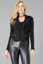 Load image into Gallery viewer, A stylish Ponte Moto Jacket from Lola &amp; Sophie, designed for a sleek and edgy look. Durable material for protection and a bold style statement.
