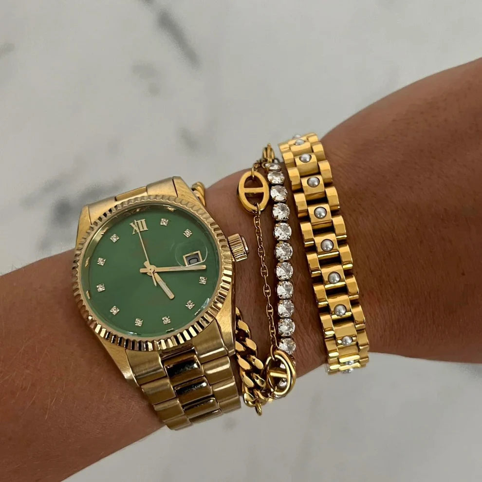 Pearl Gold Watch Bracelet