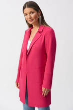 Load image into Gallery viewer, Scuba suede jacket featuring a notched collar, patch pockets, and a single hook &amp; eye closure, perfect for day-to-night wear.

