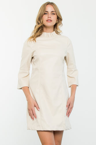 Leather cream dress