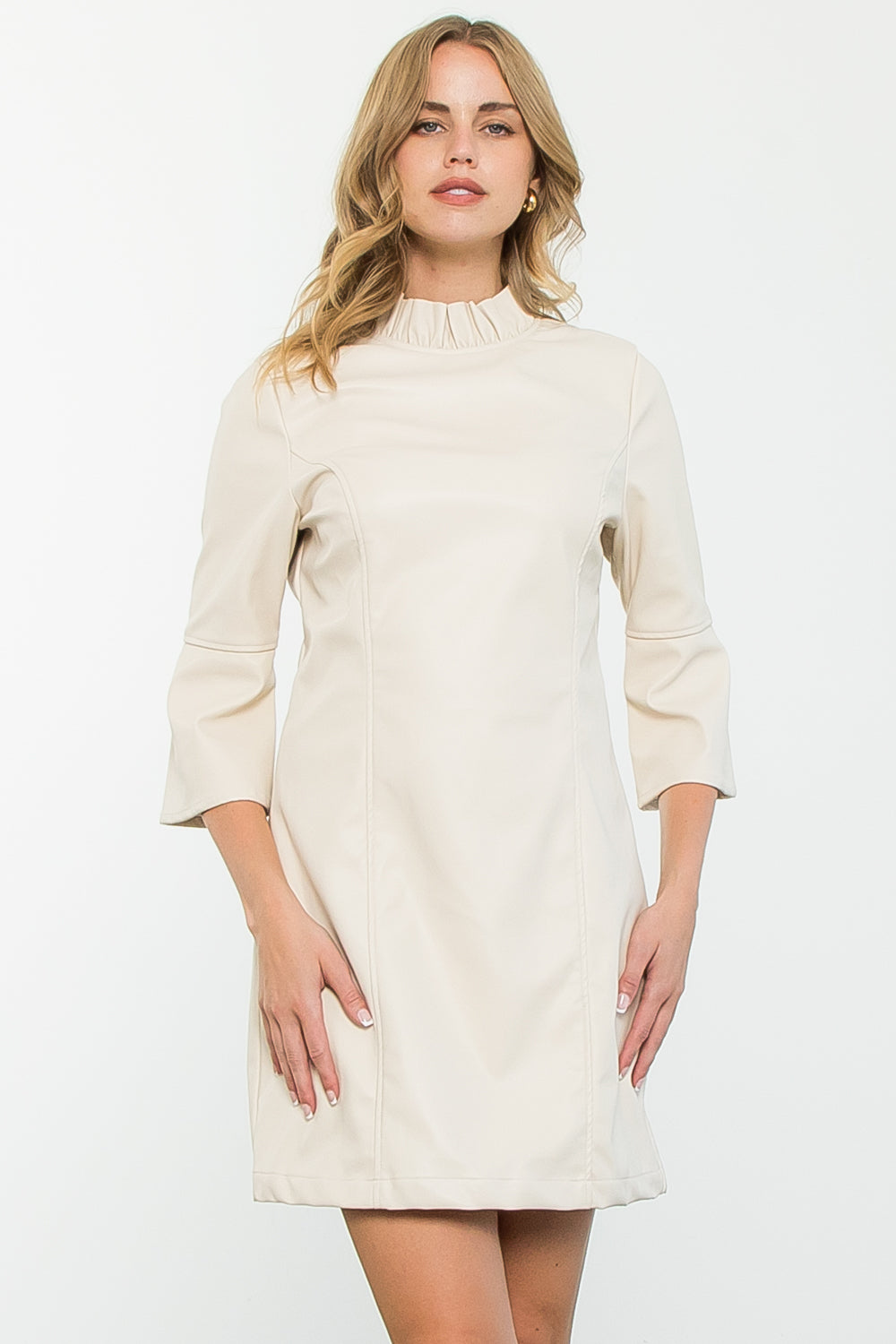 Leather cream dress