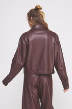 Load image into Gallery viewer, Person wearing a brown leather jacket and pants on a white background
