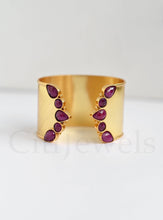 Load image into Gallery viewer, Adjustable Multi-Stone Cuff Bangle: Gold / Turquoise
