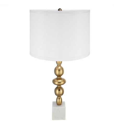 Gold and White Table Lamp with Round Four Tiered Body