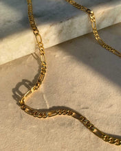 Load image into Gallery viewer, Timeless gold chain necklace on marble. Versatile and trendy, ideal for layering or wearing alone. Length is 44 cm with an 8 cm extension chain.
