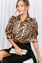 Load image into Gallery viewer, Vine + Love Leopard Print Puff Sleeve Blouse
