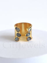 Load image into Gallery viewer, Handmade Multi Gemstone Cuff Ring: Turquoise
