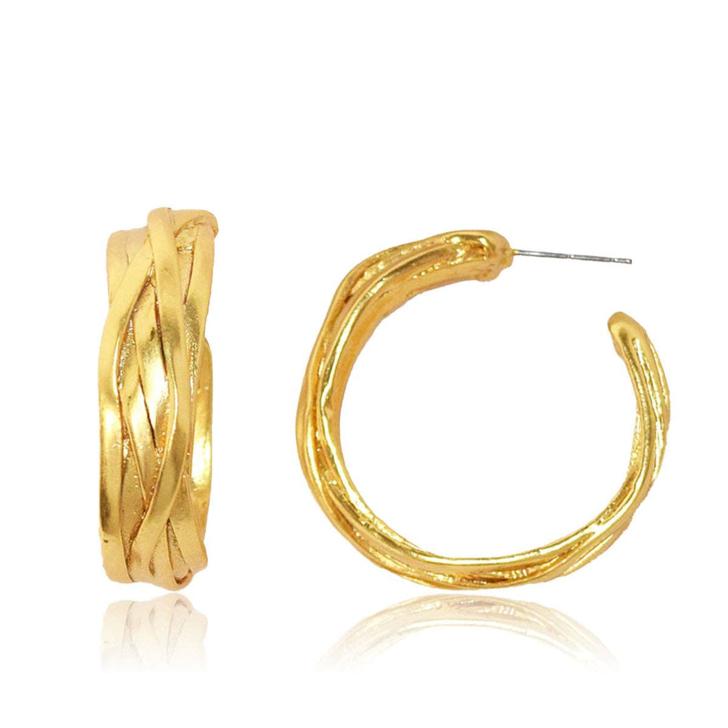 Ribbon Hoop Earrings in Gold Silver Rose Gold