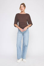 Load image into Gallery viewer, Brown 3/4 sleeve chic and elevated blouse.
