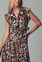 Load image into Gallery viewer, Belted Animal Print Midi Dress
