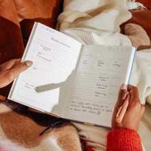 Load image into Gallery viewer, A 16-week undated daily productivity planner by Papier, designed for organizing tasks, goals, and personal growth reflections.

