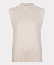 Load image into Gallery viewer, A soft, light beige knit sleeveless top with a contemporary design and vintage flair, offering comfort and effortless chic.
