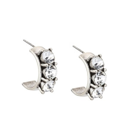 Elegant all-day earrings showcasing a trio of sparkling Jonquil Austrian Crystals for a touch of sophistication.