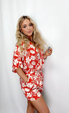 Load image into Gallery viewer, Orange/Ivory Floral Romper
