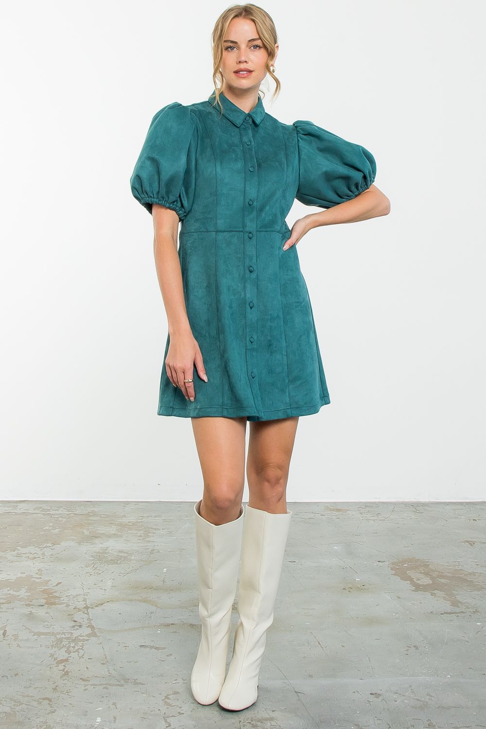 Button Up Suede Dress - THML