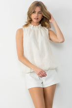 Load image into Gallery viewer, THML&#39;s White Rabbit Textured Flower Top: Add a touch of quirkiness to your outfit with this playful sleeveless top. Featuring a unique textured design and charming flower details, it&#39;s a must-have for embracing your fun side!
