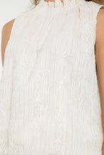 Load image into Gallery viewer, Elevate your style with THML&#39;s White Rabbit Textured Flower Top. This sleeveless top boasts a unique textured design and playful flower details, adding a touch of quirkiness to any outfit. Embrace your fun side with this must-have piece!
