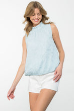 Load image into Gallery viewer, Elevate your style with THML&#39;s White Rabbit Textured Flower Top. This sleeveless top boasts a unique textured design and playful flower details, adding a touch of quirkiness to any outfit. Embrace your fun side with this must-have piece!
