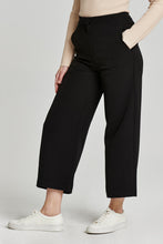 Load image into Gallery viewer, Cropped wide leg pants made from soft, stretchy fabric. Introducing Denali Pant Black from Another Love. High rise, flattering silhouette, perfect for any occasion.
