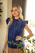 Load image into Gallery viewer, blue ruffle sleeve top
