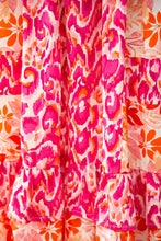 Load image into Gallery viewer, Be the center of attention in our Frankie Floral Midi Dress! This pink and orange floral dress is perfect for a garden party.

