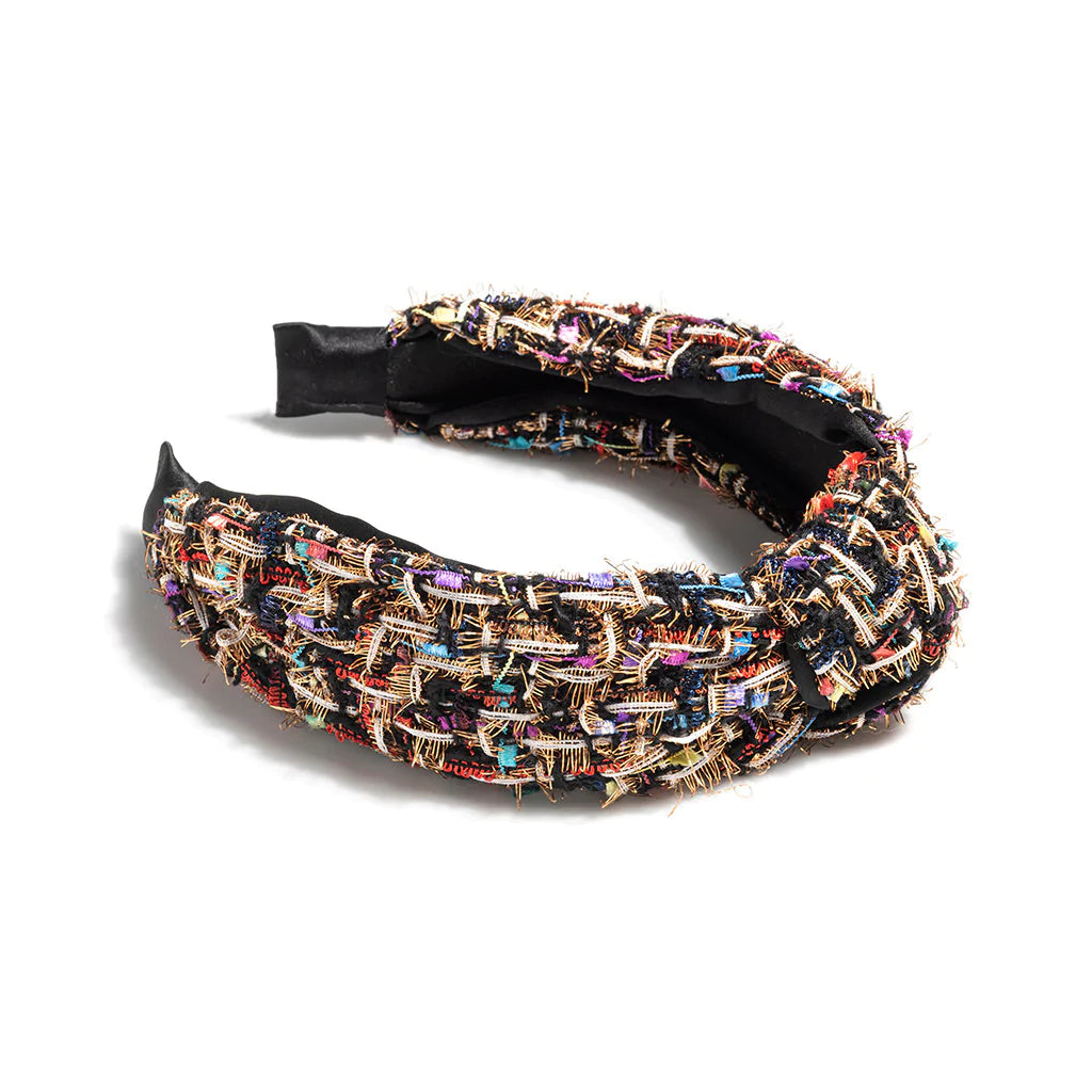 Black Knotted Pearl Boucle Headband